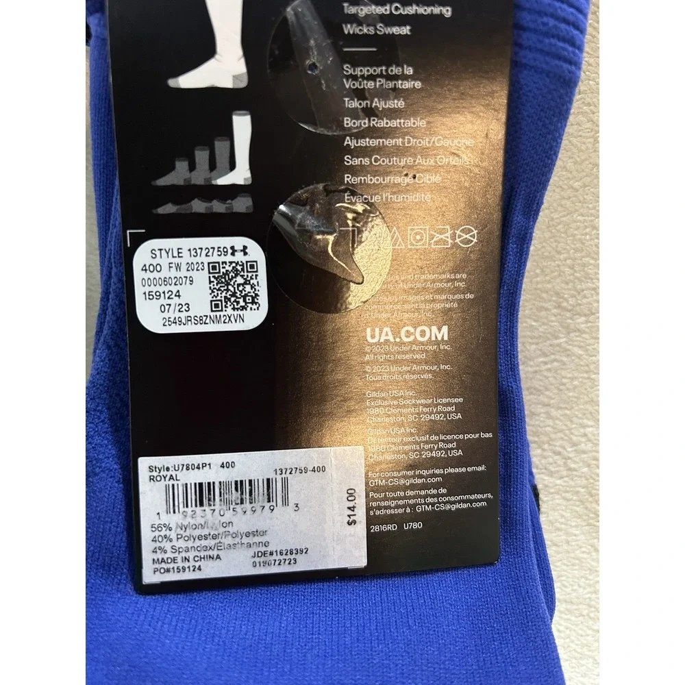 Under Armour Socks Royal Blue Cushioned UA Soccer Over-the-Calf Logo Men 7-8.5